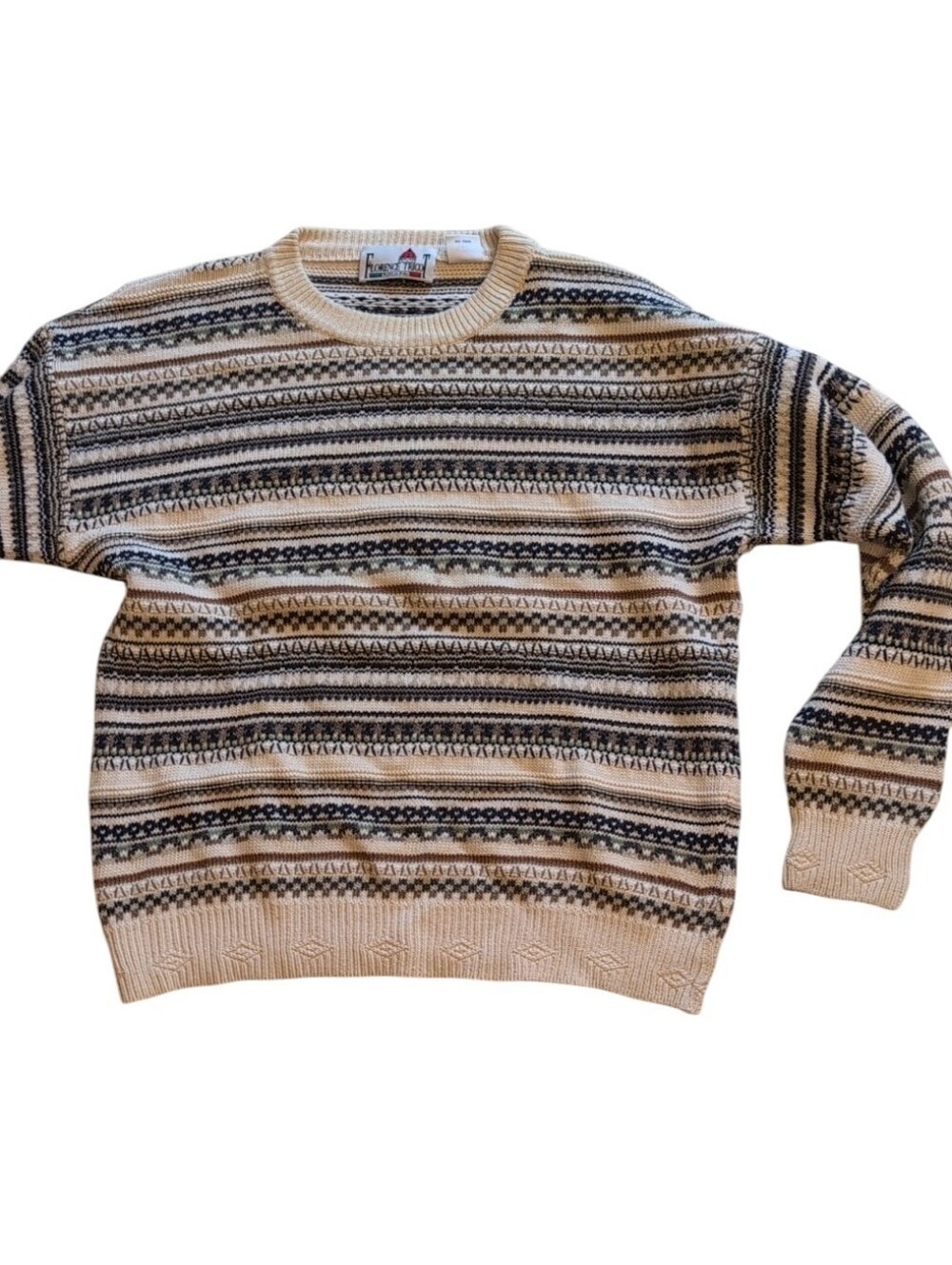 Florence Tricot Italy Sweater Cotton Blend Vintage Long Sleeve Crew Neck Stripe